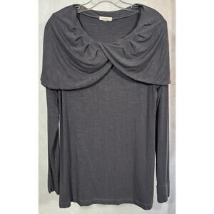 ecoSkin Hemp Spandex Long Sleeve Tunic Top Gray Drape Neck Size L USA